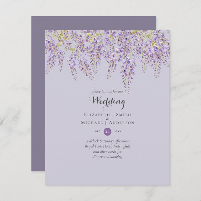 Wisteria Floral Garden Purple Weding Sage (Frente/Verso)