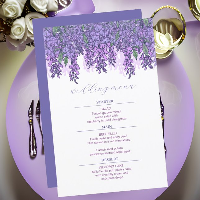 Wisteria Garden Romance Purple WedMenu (Criador carregado)