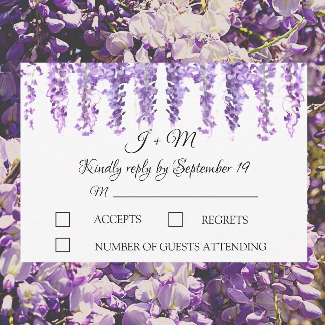 Wisteria Purple Floral Floral Flores Elegante RSVP (Criador carregado)