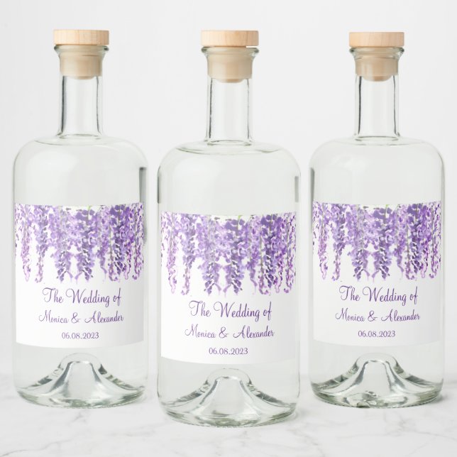 Wisteria Purple Floral Watercolor Festa de casamen (Garrafas)
