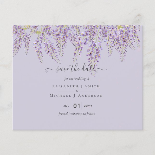 Wisteria Purple Weds Save Dates BUDGET Flyer (Frente)