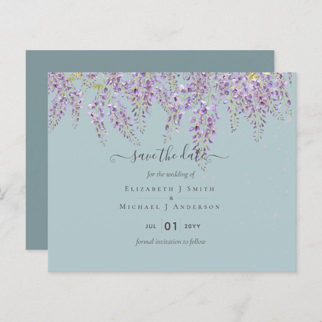 Wisteria Save Dates Dusty Sage - Orçamento de Casa (Frente/Verso)