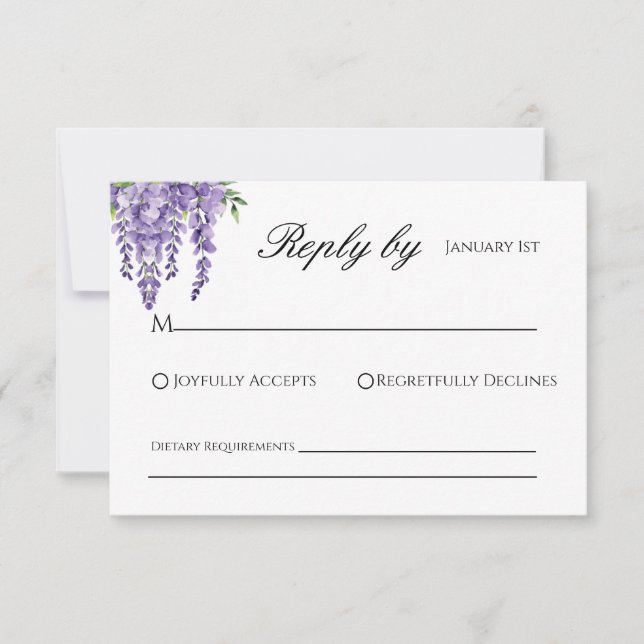 Wisteria Wedding RSVP Card (Frente)