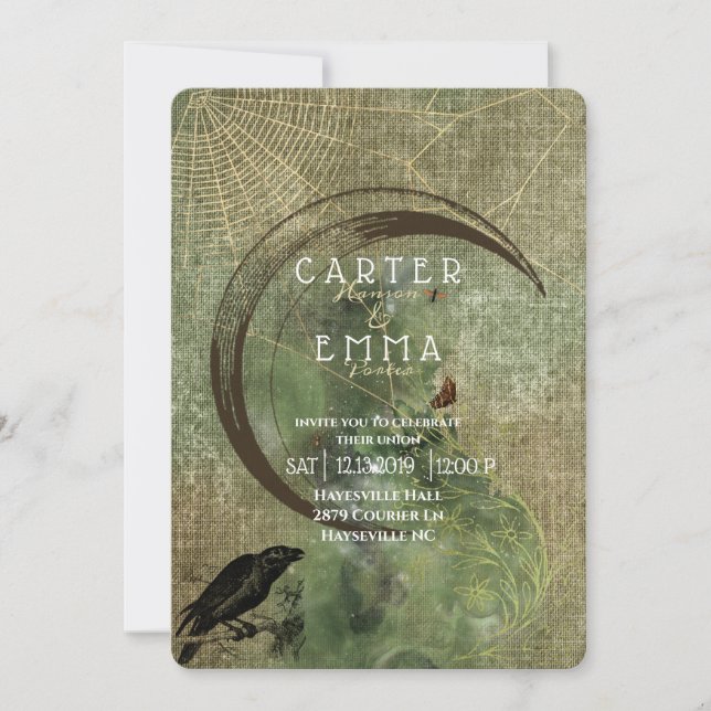 Witch Wicca Spells e Webs Convite para Casamento (Frente)