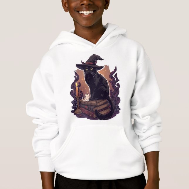 Witchy Black Cat & Ghost Mouse – Halloween Pet Par (Frente)