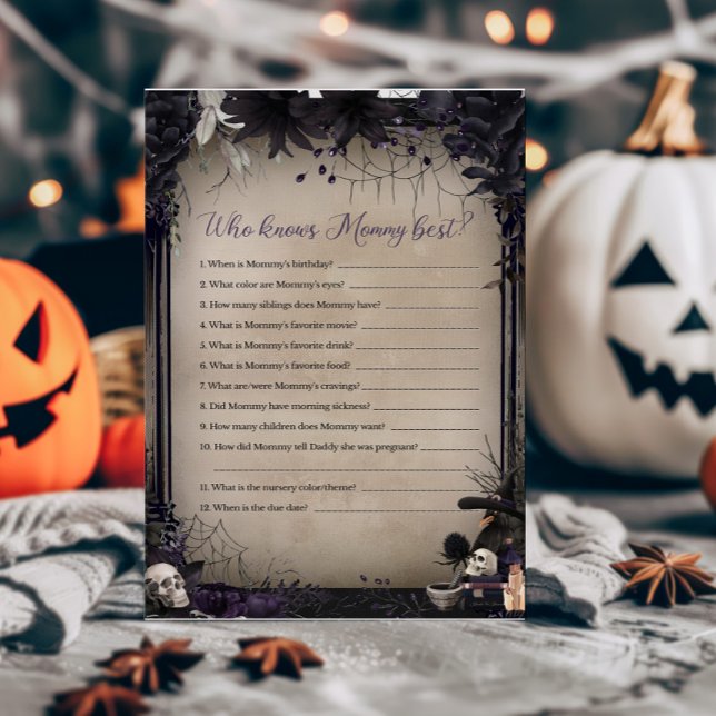 Witchy Gotheen Halloween Que Sabe Melhor Jogo De M (Witchy Baby Shower Who knows Mommy Best Game)
