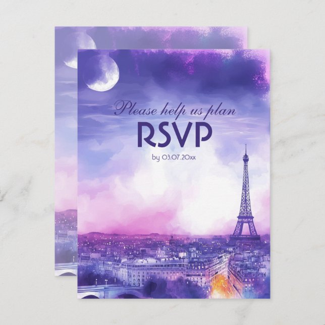With dietary choice Amour Éternel RSVP Card  (Frente/Verso)