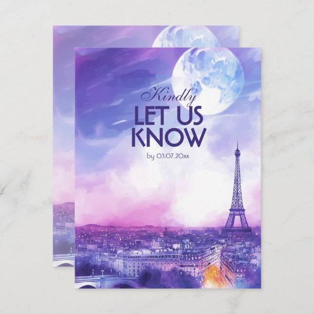 With menu Amour Éternel RSVP Card  (Frente/Verso)