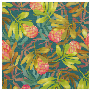 Wlid Flowers Protea Tecido Teal