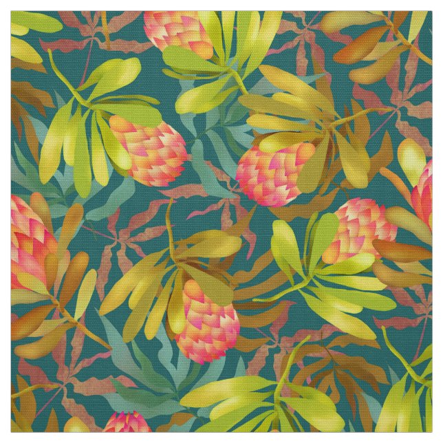 Wlid Flowers Protea Tecido Teal (Modelo)