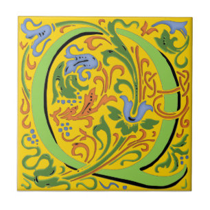Wm Morris Ornamentado - Letra "Q", Azulejo inicial