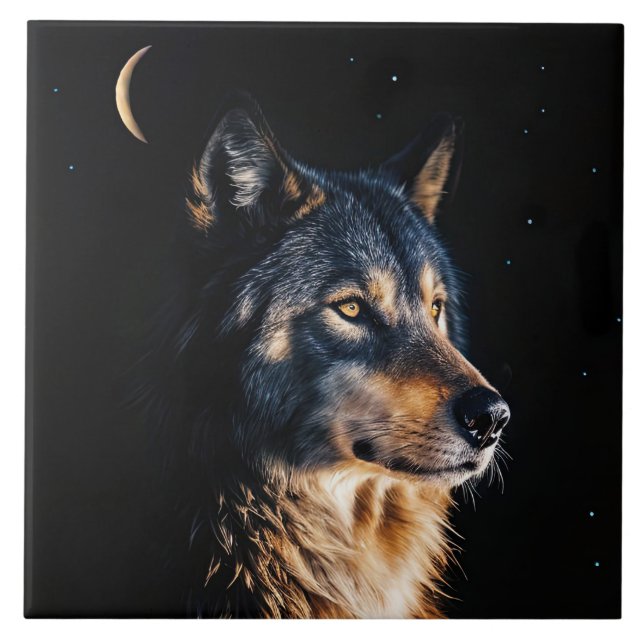 Wolf and Crescent Moon Mystical (Frente)