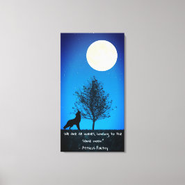 Wolf and Full Moon Canvas Wall Art
