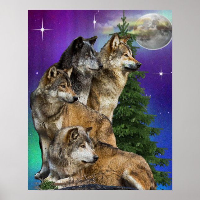 Wolf and moon poster (Frente)