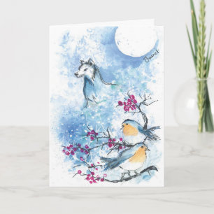 Wolf and Robins Snow dobrou o cartão de inverno