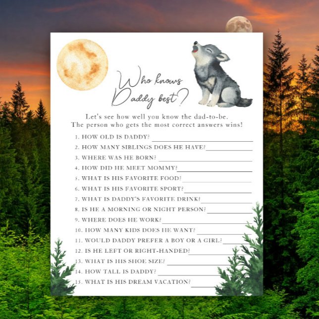 Wolf baby shower - Game Who knows daddy best (Criador carregado)