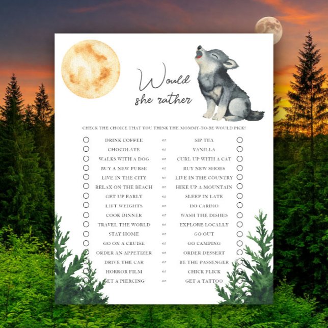 Wolf Baby shower Would she rather (Criador carregado)