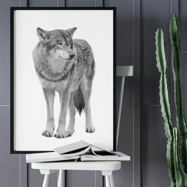 Wolf Black White Cabine Estilo Moderno Poster (Criador carregado)