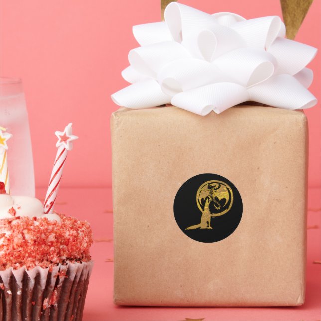 Wolf & Dragon - ouro redondo de adesivos pretos (Festa)