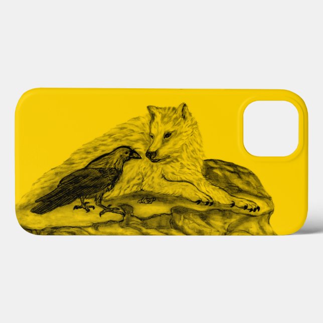 Wolf e Raven design preto e amarelo (Verso (horizontal))