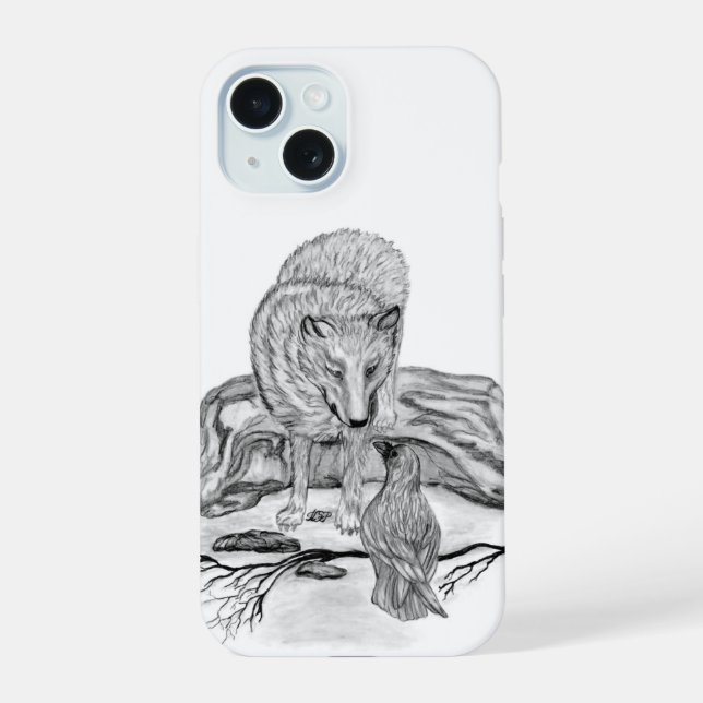 Wolf e Raven design preto e branco (Verso)