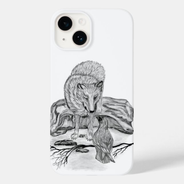 Wolf e Raven design preto e branco (Verso)