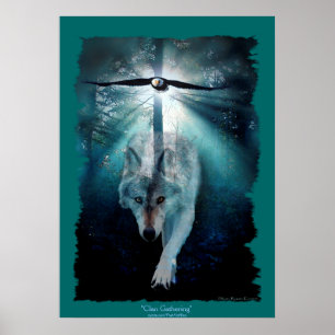 Wolf & Eagle Clan reunindo Poster de Arte da Vida