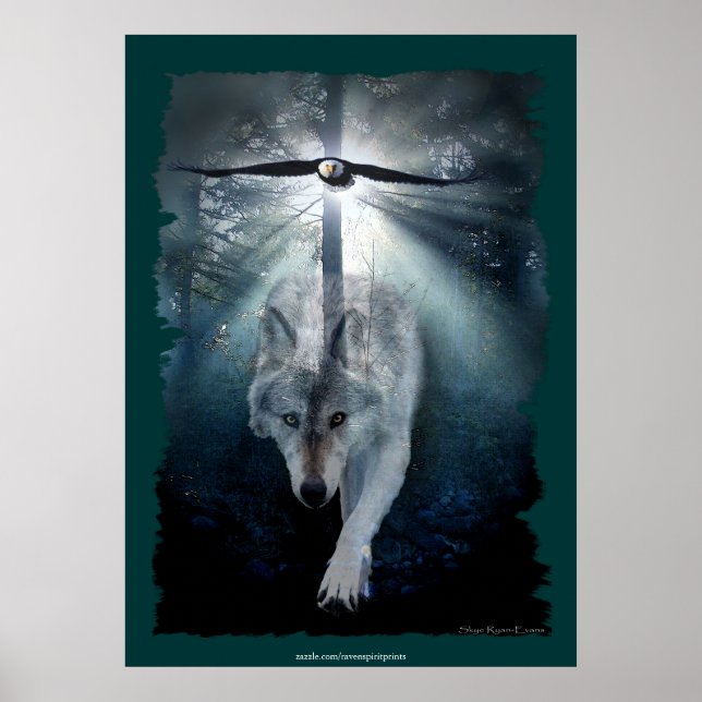 Wolf & Eagle - Poster de Arte Espiritual da Vida S (Frente)