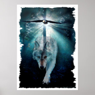Wolf & Eagle Wildlife Poster