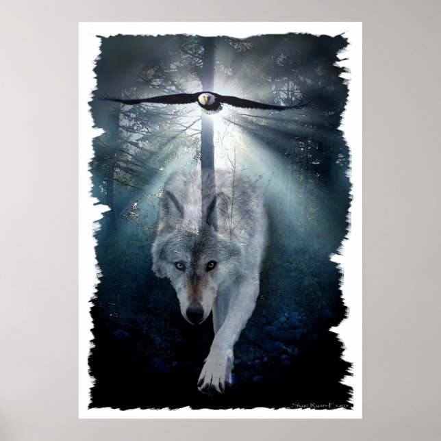Wolf & Eagle Wildlife Poster (Frente)