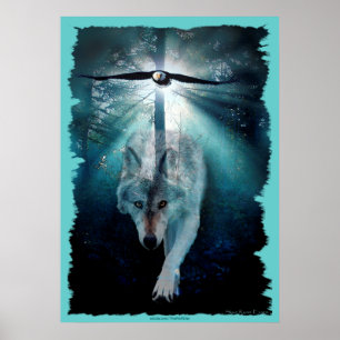 Wolf & Eagle Wildlife Poster