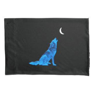 Wolf Howling Azul na Lua