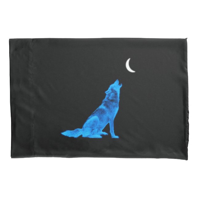 Wolf Howling Azul na Lua (Frente)