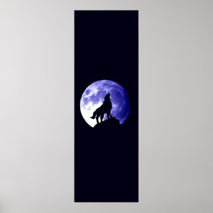 Wolf Howling em Moon Panorâmica Poster - Wolf Post