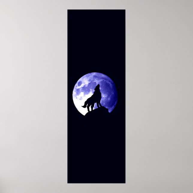 Wolf Howling em Moon Panorâmica Poster - Wolf Post (Frente)