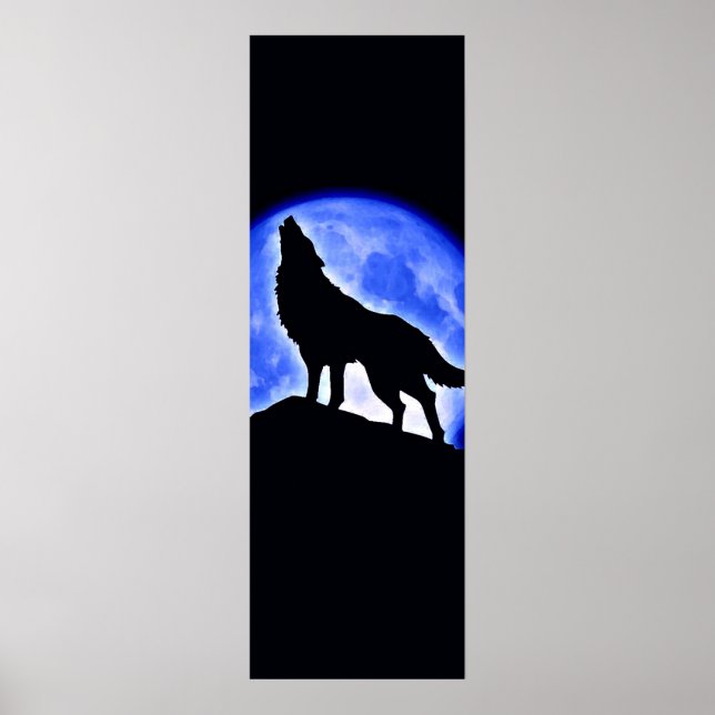 Wolf Howling em Moon Poster - Posters do Lobo (Frente)
