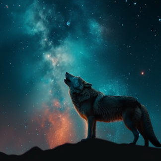 Wolf Howling em uma Nebulosa Azul Quebra-cabeça