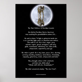Wolf & Moon 2 WOLVES CHEROKEE TALE Art Poster