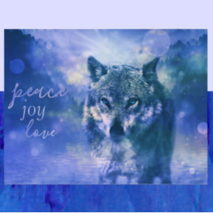 Wolf Peace Joy Love New Year Cartão