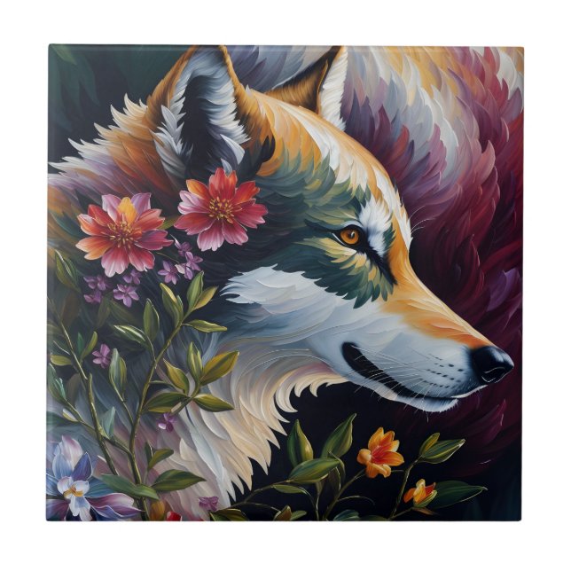 Wolf Portrait Arte Floral (Frente)