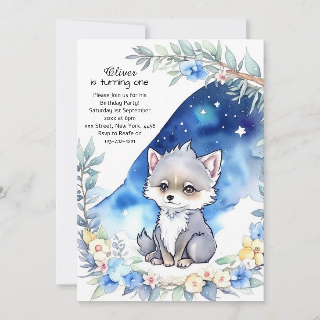 Wolf Primeiro Convite de Aniversário (Frente)