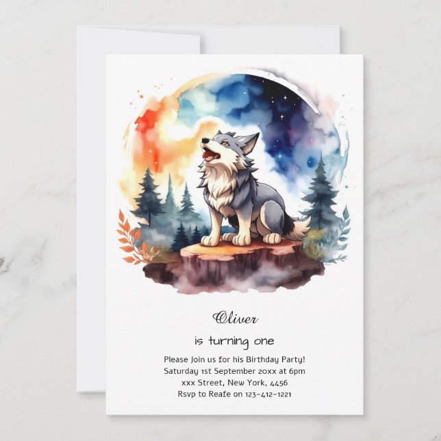 Wolf Primeiro Convite de Aniversário (Frente)