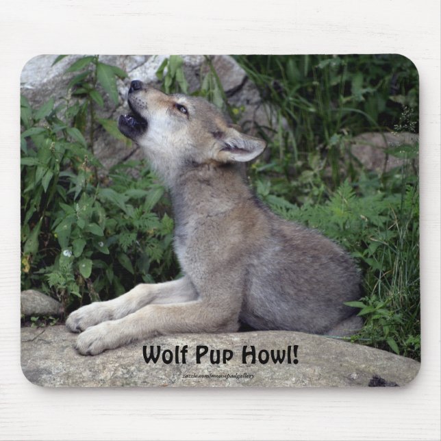 Wolf Pup Howl Animal Mousepad (Frente)