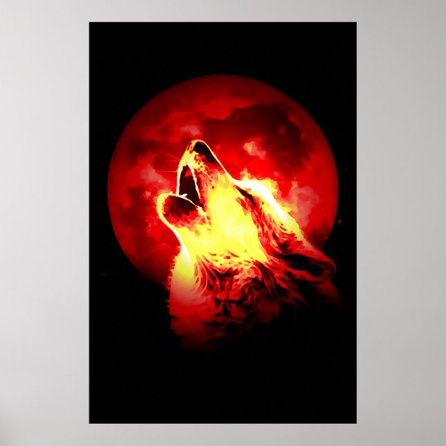 Wolf & Red Moon Poster (Frente)