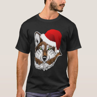 Wolf Santa Hat, Camisa De Vareta Longa De Natal Pa