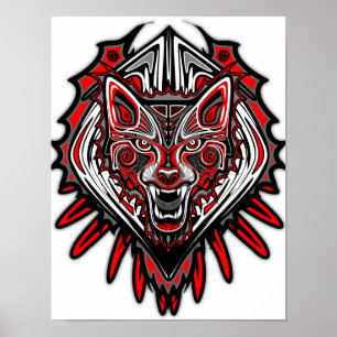 Wolf Tattoo Style Haida Art Poster Paper (Matte)