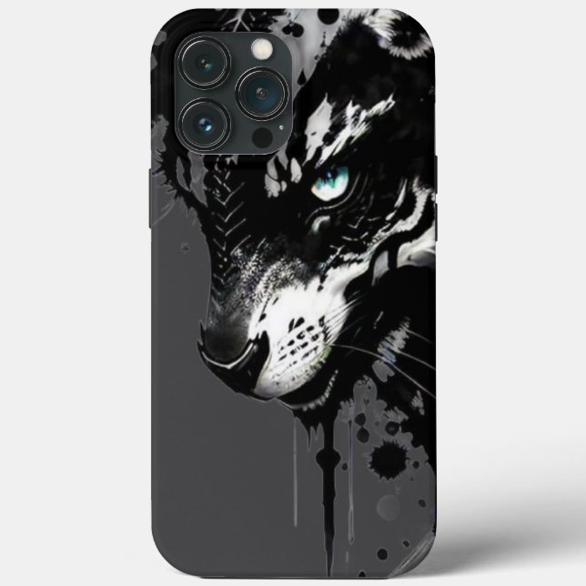 Wolf-themed phone case A fierce black and white de (Verso)