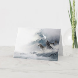 Wolves Howling no Vazio do Cartão Saudação de Inve