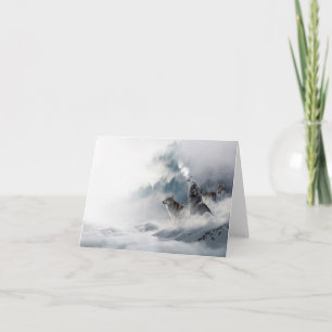 Wolves Howling no Vazio do Cartão Saudação de Inve