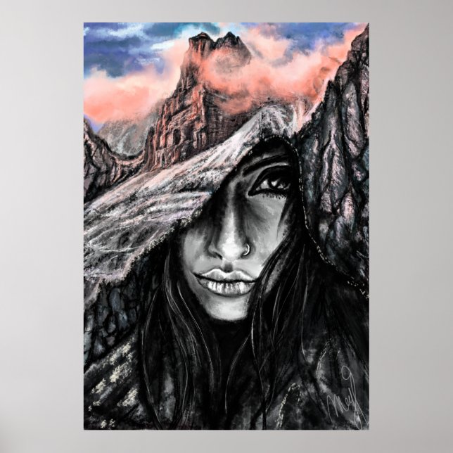 Woman and Nature Emotion Poster Print Painting Art (Frente)